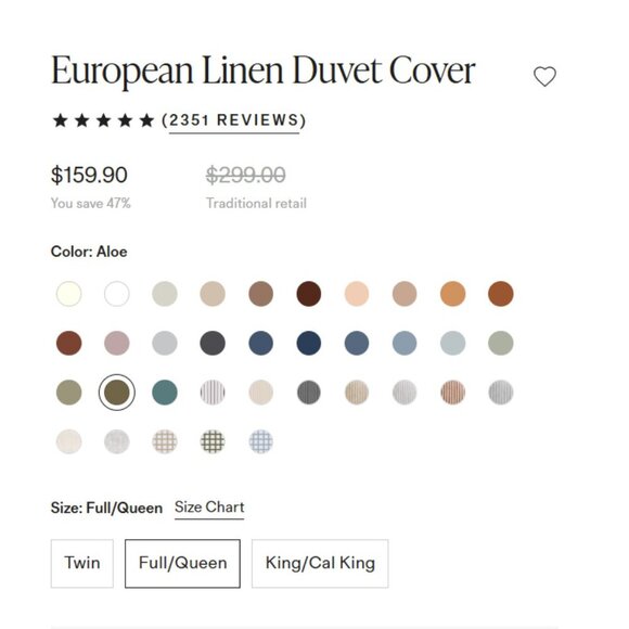 NWOT QUINCE 100% European Flax Linen Duvet Cover Only Full/Queen Aloe 5⭐Reviews - Picture 4 of 9